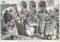 Holyhead market in Wales, woodcut, 1840