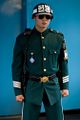 A South Korean MP stands guard in the JSA conference center.