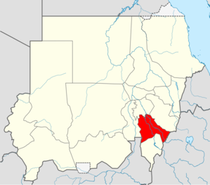 موقع ولاية سنار في السودان.
