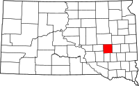 Map of South Dakota highlighting سانبورن