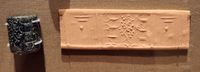 Late uruk/ Jeldet Nasr period cylinder seal (3350-2900 BC).