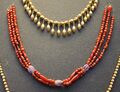 Necklaces made of gold, cornelian and jasper