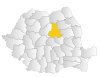 Map of Romania highlighting Harghita County