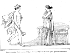 هرمس يأمر كاليپسو بإطلاق سراح أوليس رسم جون فلكسمان (1810).