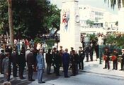 Remembrance Day parade, at the Cenotaph in the City of Hamilton in the British Overseas Territory of Bermuda