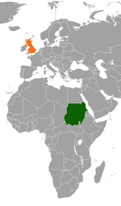 Map indicating locations of Sudan and United Kingdom