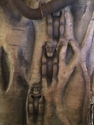 Three Wise Monkeys In Disneyland's Bengal Barbeque.