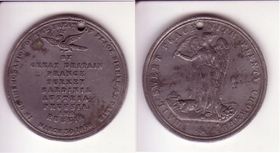 ميدالية صُكت في ذكرى انتهاء حرب القرم وتوقيع معاهدة باريس، مصنوعة من سبيكة طرية ذات "لون فضي"