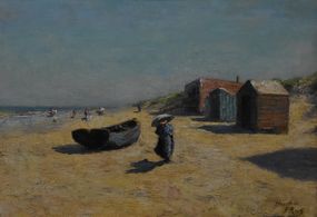 The Beach in Heist (1886) oil on canvas, Musée Félicien Rops Namen, Belgium