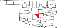 Map of Oklahoma highlighting كليفلاند