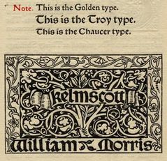 Kelmscott Press typefaces and colophon, 1897