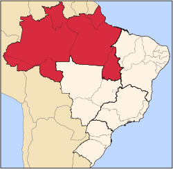 موقع الاقليم الشمالي في البرازيل.