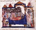 Death of Patriarch Stephen II of Constantinople (Fol. 127r, bottom)
