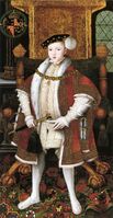 Edward VI standing on a Holbein carpet, c.1547.