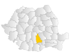 Map of Romania highlighting Dâmbovița County