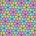 Floret pentagonal tiling, dual to a semiregular tiling and one of 15 monohedral pentagon tilings