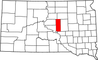 Map of South Dakota highlighting هيد