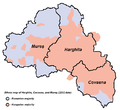 Hungarians in Harghita, Covasna, and Mureş counties of Romania (2002 data)