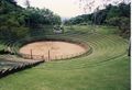 Bullfighting arena. Okinawa is the home of a form of bullfighting sometimes compared to sumo