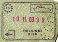 Exit stamp for sea travel, issued at Helsinki port.