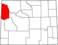 Map of Wyoming highlighting تيتون