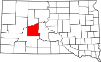 Map of South Dakota highlighting هاكون
