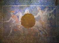 A Macedonian mosaic of the Kasta Tomb in Amphipolis depicting the abduction of Persephone by Pluto, 4th century BC
