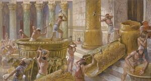 Painting of the Babylonians looting Jerusalem