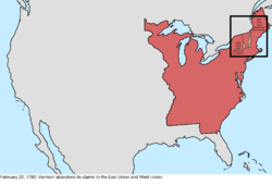 Map of the change to the international disputes involving the United States in central North America on February 22, 1782