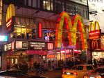 Non-traditional storefront of the McDonald's in Times Square.