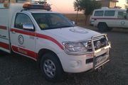 Ambulance car with Red Crescent emblem in Neyshabour, Iran.
