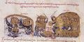 The Cretan Saracens defeat the Byzantines under Damianos (Fol. 39v top)