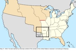 Map of the change to the United States in central North America on May 21, 1840