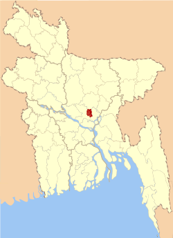 موقع دكا في بنگلادش
