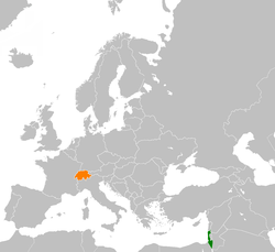 Map indicating locations of Israel and Switzerland