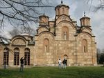 Stone church with various towers.