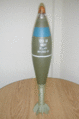 A 120 mm High Explosive mortar shell (inert) fitted with M734 proximity fuze