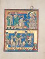 German illuminated manuscript with two scenes of the Magi, ca. 1220