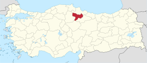 موقع محافظة أماسيا في تركيا.