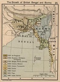 Map showing growth of British rule in Bengal and Burma