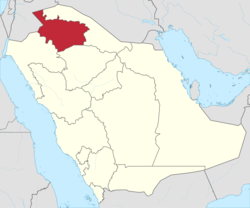 خريطة المملكة العربية السعودية توضح منطقة الجوف