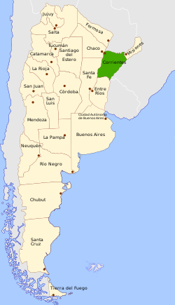 Location of Corrientes within Argentina