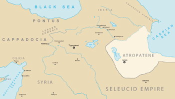خريطة أتروپاتين والبلدان المجاورة في القرن الأول ق.م.