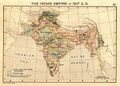 A map of the British Indian Empire in 1907 during the partition of Bengal (1905–1912)