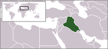 Iraq's location on a map of the Middle East and the world.