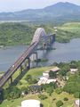 The entrance to the Panama Canal from the Pacific Ocean, the Bridge of the Americas.