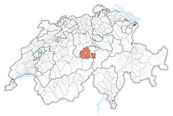 خريطة سويسرا، موقع كانتون اوبڤالدن highlighted