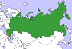 Map indicating locations of Russia and Georgia