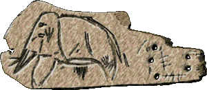 Engraving of a mammoth on a slab of mammoth ivory, from the Upper Paleolithic Mal'ta deposits at Lake Baikal, Siberia.gif