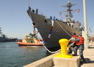 US Navy 110701-N-DI719-026 The guided-missile destroyer USS William P. Lawrence (DDG 110) arrives at homeport at Naval Base San Diego.jpg